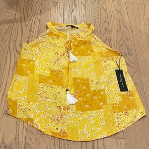 Vibrant Yellow Blouse with Tassels